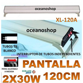 PANTALLA 100 cm LUZ ACUARIO PL 2X24W blanco PLANTADO guias regulables PL-100