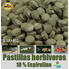 Pastillas 10% espirulina herbivoros Pastillas 10% espirulina herbivoros tropical marino y gambas.