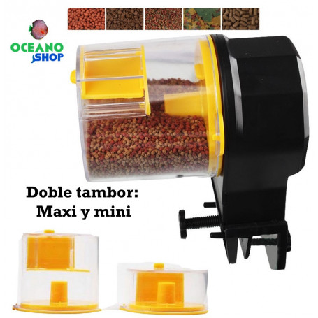 alimentador comedero peces acuario doble tambor 12/24h