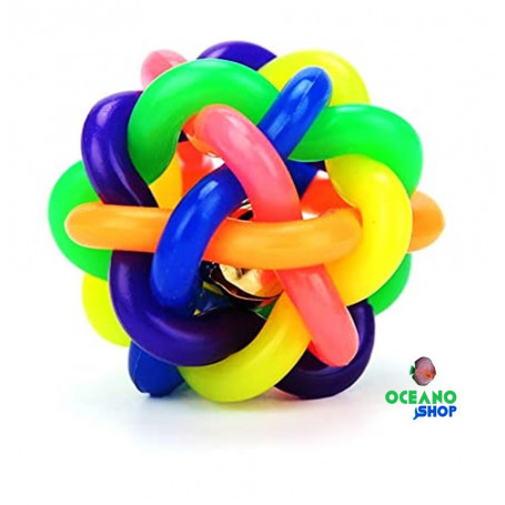 Pelota multicolor perro con cascabel gato