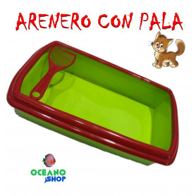 Arenero para gato azul y rojo plasvisa mear necesidades heces higienico