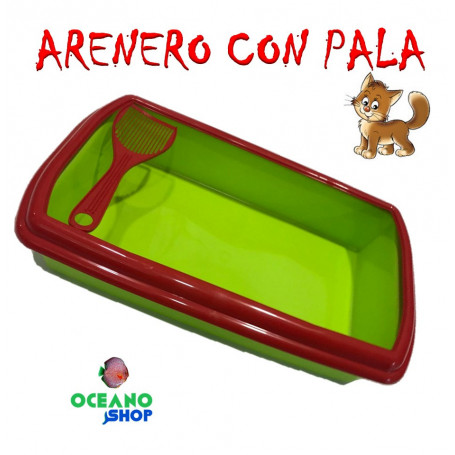 Arenero para gato azul y rojo plasvisa mear necesidades heces higienico