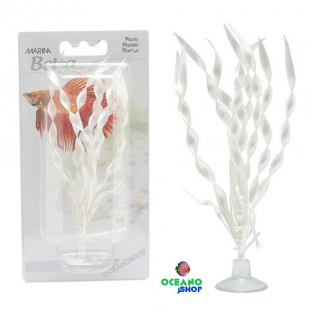 Planta plastico MarinaBetta Corkscrew Vallisneria blanca con ventosa 12077