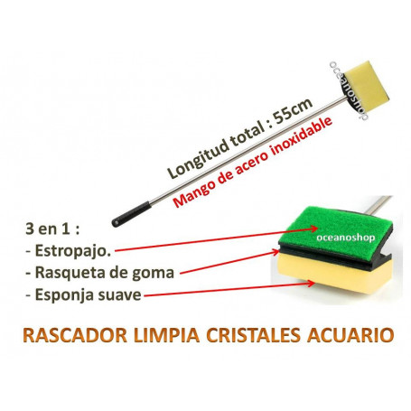 Rascador limpia cristales y algas 55cm