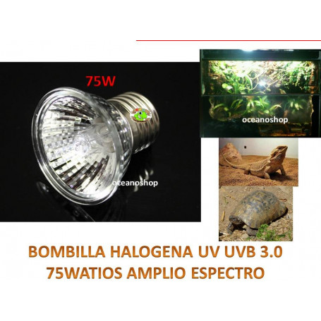  Lámpara halógena para reptiles 75W UVA+UVB3.0