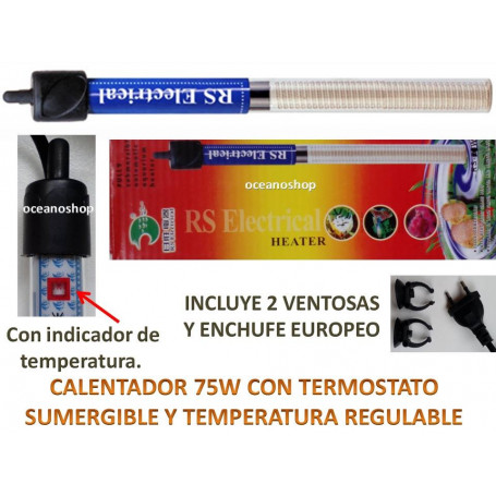 Calentador 75W para acuario y pecera. Nuevos modelos. A precio Increible!!!