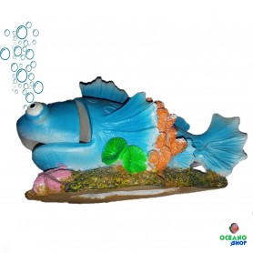 Figura decorativa pez azul para oxigenador Figura decorativa pez azul para oxigenador