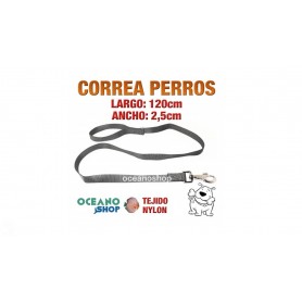 CORREA PERRO NYLON DE CALIDAD 2,5cm ANCHO 120cm LARGO L106 3390 CORREA PERRO NYLON GRIS DE CALIDAD 2,5cm ANCHO 120cm LARGO L106 3390