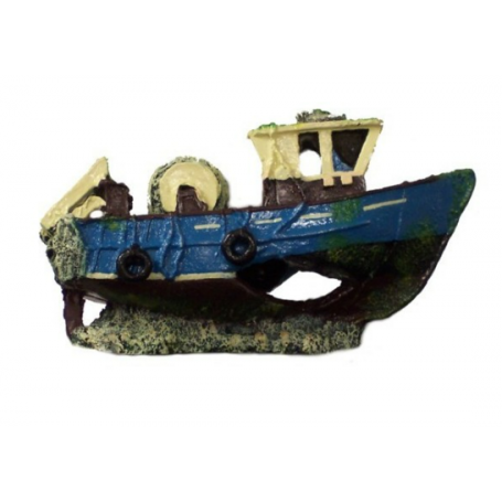 Barco pesca 22x9x11cm acuario decoracion