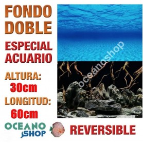 Fondo 60x30cm doble reversible decorativo fondo mar y rocas negro Fondo 60x30cm doble reversible decorativo fondo mar y rocas negro