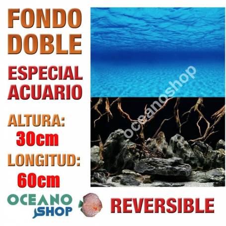 Fondo 60x30cm doble reversible decorativo fondo mar y rocas negro