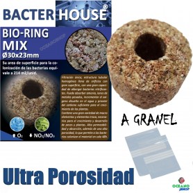 Bio-Ring Bacterhouse MIX 1760g 72UDS Bio-Ring Bacterhouse MIX Ø30x23mm siporax ceramica bacterias granel nitrificante