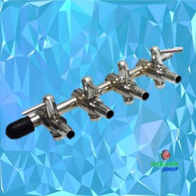 Llave 4 salidas metálica para aire o co2 llave 4 salidas vias co2 aire oxigeno acuario varios acuarios metalica