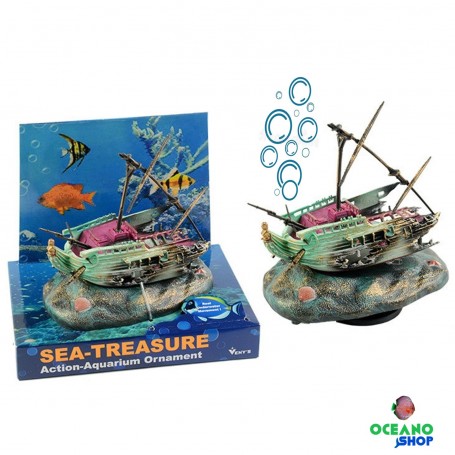 Barco hundido naufragio con movimiento aire