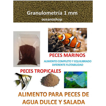 Comida peces tropicales agua caliente