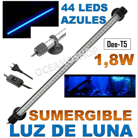 Luz de luna azul sumergible 40cm led t4 con 44 leds