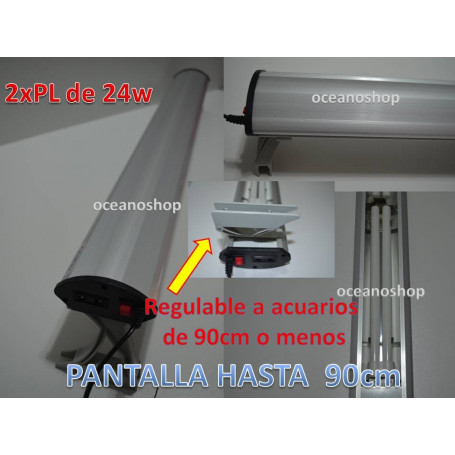 Pantalla acuario 2X24w  pl  hasta 90cm Xilong regulable