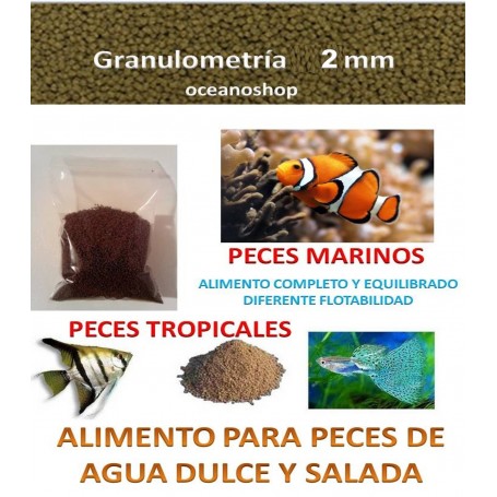 Alimento granulo 2mm agua dulce y agua salada