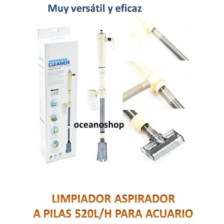 Sifón limpiafondos 520l/h con pilas jeneca
