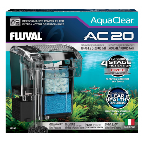 Filtro Mochila AquaClear Fluval 20 para acuarios hasta 75 litros