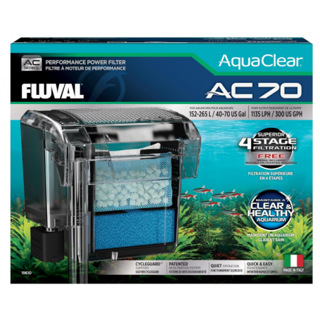 Filtro Mochila AquaClear Fluval 70 para acuario 265L
