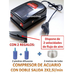 Compresor doble salida con regalos Ap-003 Compresor DOBLE Bomba Aire aireador Oxigenador