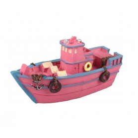 Barco de pesca rosa para acuario – Decoración marina original