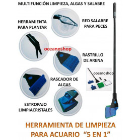 Herramienta para limpieza de acuario 5 en 1 Herramienta para limpieza de acuario 5 en 1