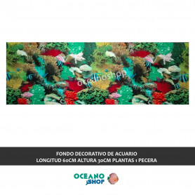 FONDO DECORATIVO de ACUARIO  longitud 60cm altura 30cm oceano coral pecera FONDO DECORATIVO de ACUARIO  longitud 60cm altura 30cm plantas 1 pecera