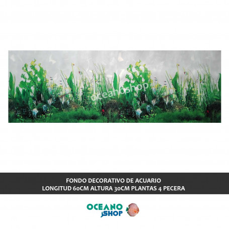 FONDO DECORATIVO de ACUARIO  longitud 60cm altura 30cm plantas 4 pecera