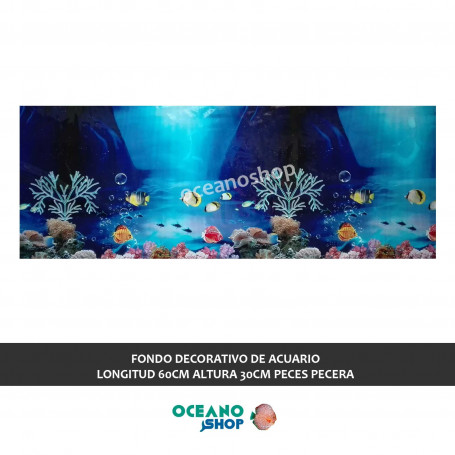 FONDO DECORATIVO de ACUARIO  longitud 60cm altura 30cm peces pecera