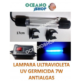 Lampara UV GERMICIDA 7W - 17cm SUMERGIBLE Clarificador Anti Algas Lampara UV germicida 6w