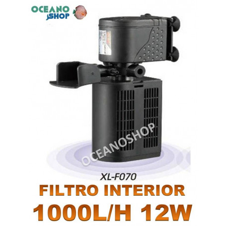 FILTRO Interior 1000L/h para Acuario con FOAMEX, 12W CONSUMOTortuguera, Gambario