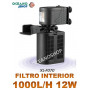FILTRO Interior 1000L/h para Acuario con FOAMEX, 12W CONSUMOTortuguera, Gambario