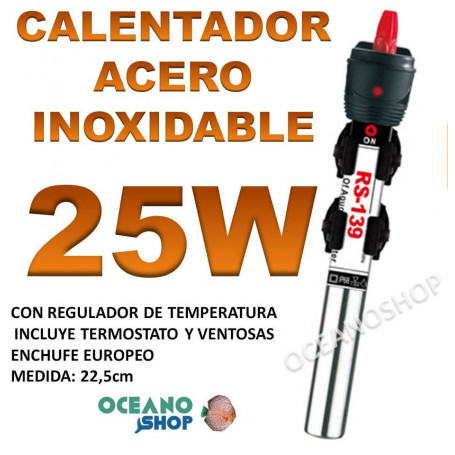 calentador acero inoxidable 25W RS 139 acuario barato