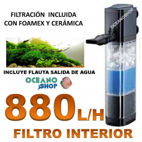 Filtro interno 880l/h foamex + ceramica Asian star  fg-1203 filtro interior FG-1203 asian star 880lh ceramica acuario barato