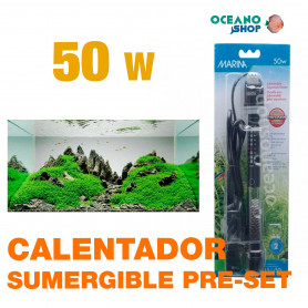 Calentador Sumergible Pre-set Marina 50w  alta calidad acuario gambario pecera Calentador Sumergible Pre-set Marina - 50w