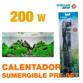 Calentador Sumergible Pre-set Marina 200w alta calidad acuario gambario pecera Calentador Sumergible Pre-set Marina - 200w