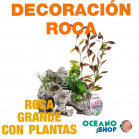 Ornamento Deco Rock con Plantas MARINA - Grande Ornamento Deco Rock con Plantas MARINA - Grande