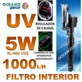 FILTRO INTERNO UV 1000L/H  LAMPARA UV 5W CON REGULADOR filtro interno uv 5w 1000 lh xl-460 uv5 xilong acuario