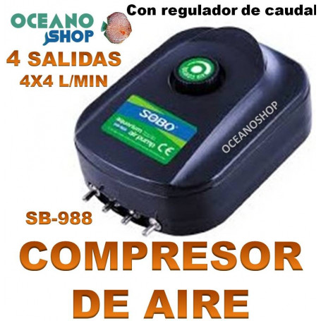 aireador sobo compresor sb988 aire acuario 4 salidas