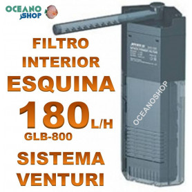 Filtro interior de esquina 180l/h 5,5w 3 fases de filtrado GLB-800 FILTRO INTERNO ESQUINA VENTURI JENECA GBL 800B 180LH