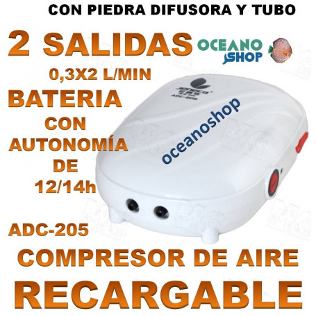 compresor AIREADOR JENECA BATERIA RECARGABLE ADC 205 2 SALIDAS