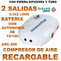 compresor AIREADOR JENECA BATERIA RECARGABLE ADC 205 2 SALIDAS