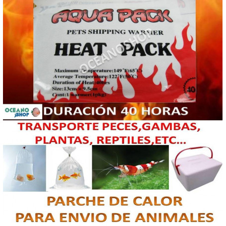 PARCHE DE CALOR HEAT PACK 40 HORAS en envio de peces, gambas y reptiles