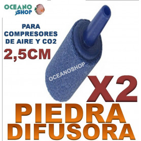 Pack X2 Piedra difusora 2,5cm  piedra difusora difusor acuario co2 o2 oxigeno compresor 2,5cm X2