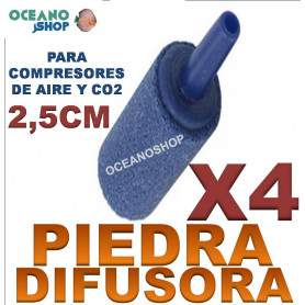 Pack X4 Piedra difusora 2,5cm piedra difusora difusor acuario co2 o2 oxigeno compresor 2,5cm X4
