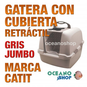 CATIT GATERA CON CUBIERTA RETRACTIL JUMBO. GRIS