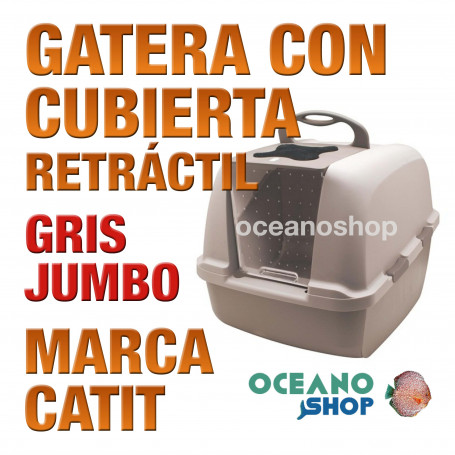 CATIT GATERA CON CUBIERTA RETRACTIL JUMBO. GRIS