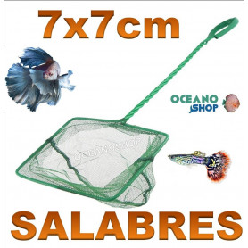 Red salabre para acuario de 7x7 cm mango 23cm,red verde salabre red acuario malla 7x7cm